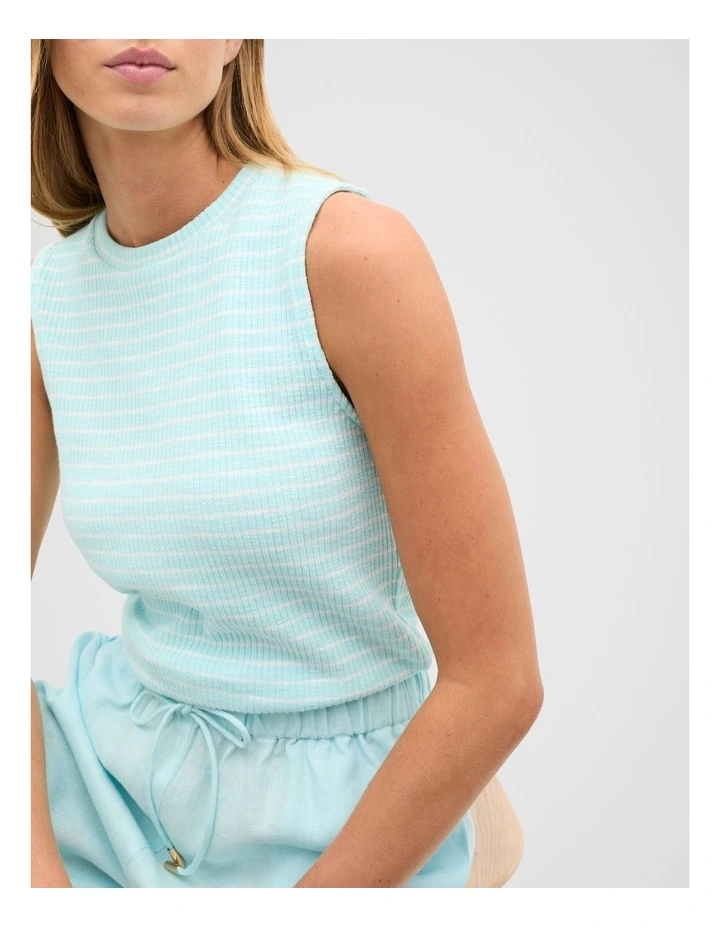Stripe Textured Shell Top in Skyway Stripe image 4