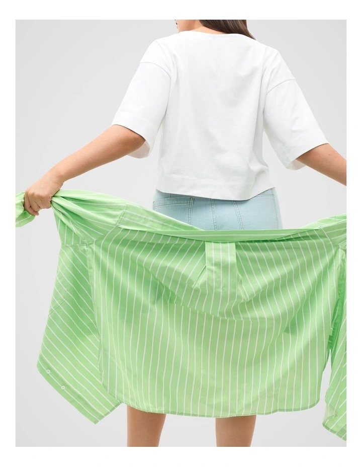 Cotton Boxy Split Hem Tee in Whisper White image 7