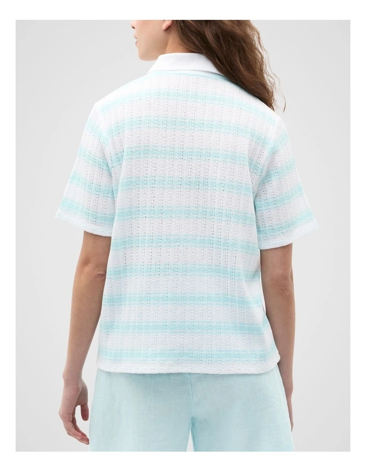 Textured Stripe Polo in Skyway Stripe image 2