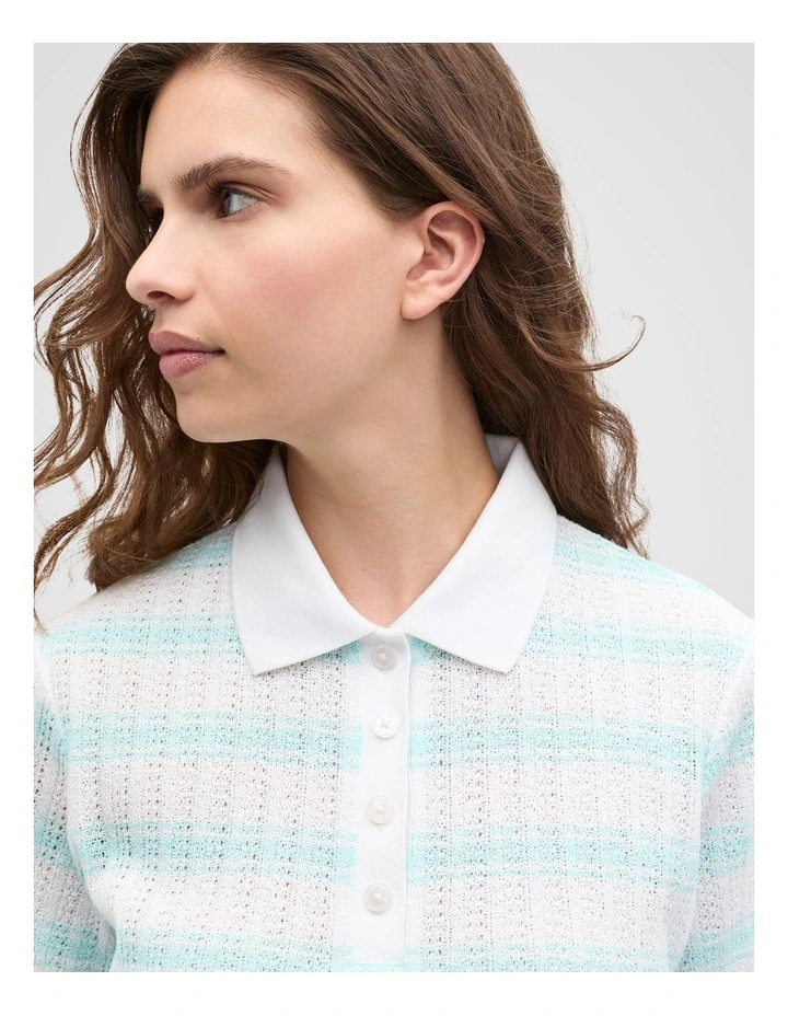 Textured Stripe Polo in Skyway Stripe image 4