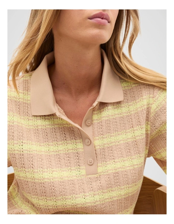 Textured Stripe Polo in Lemongrass Stripe image 4