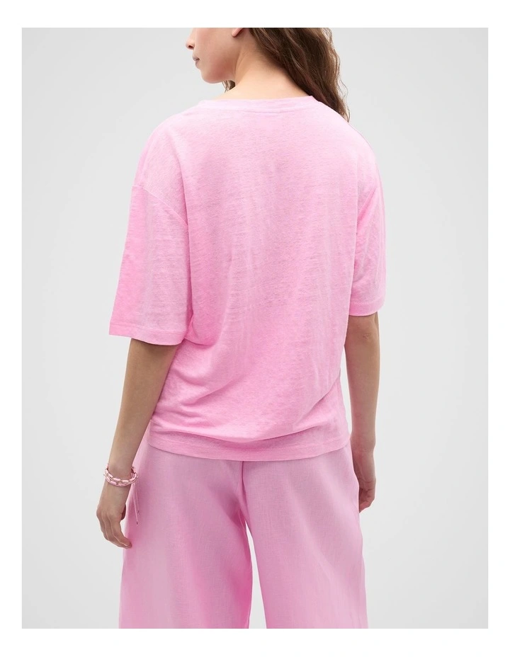 Linen Relaxed Tee in Fairy Floss image 2