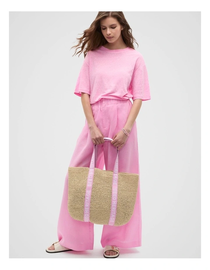 Linen Relaxed Tee in Fairy Floss image 4