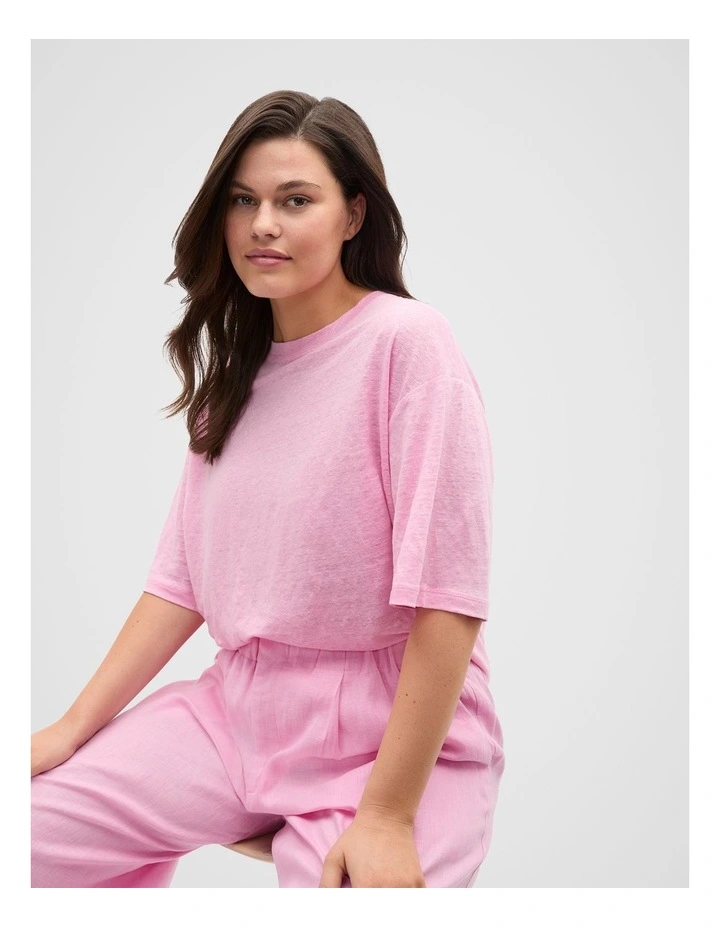 Linen Relaxed Tee in Fairy Floss image 5