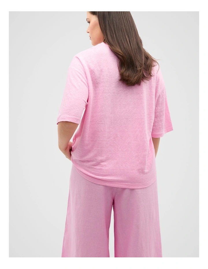 Linen Relaxed Tee in Fairy Floss image 6
