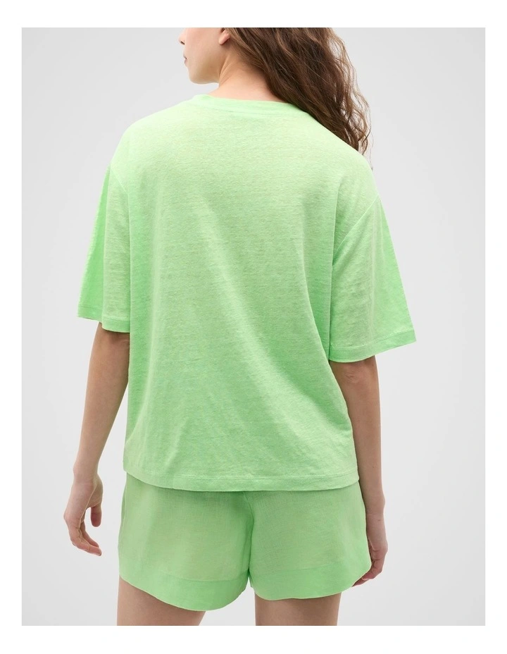 Linen Relaxed Tee in Green Apple image 2
