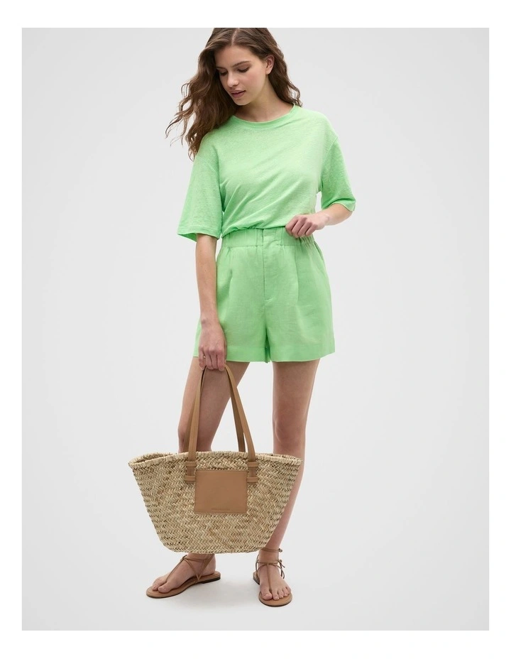 Linen Relaxed Tee in Green Apple image 3