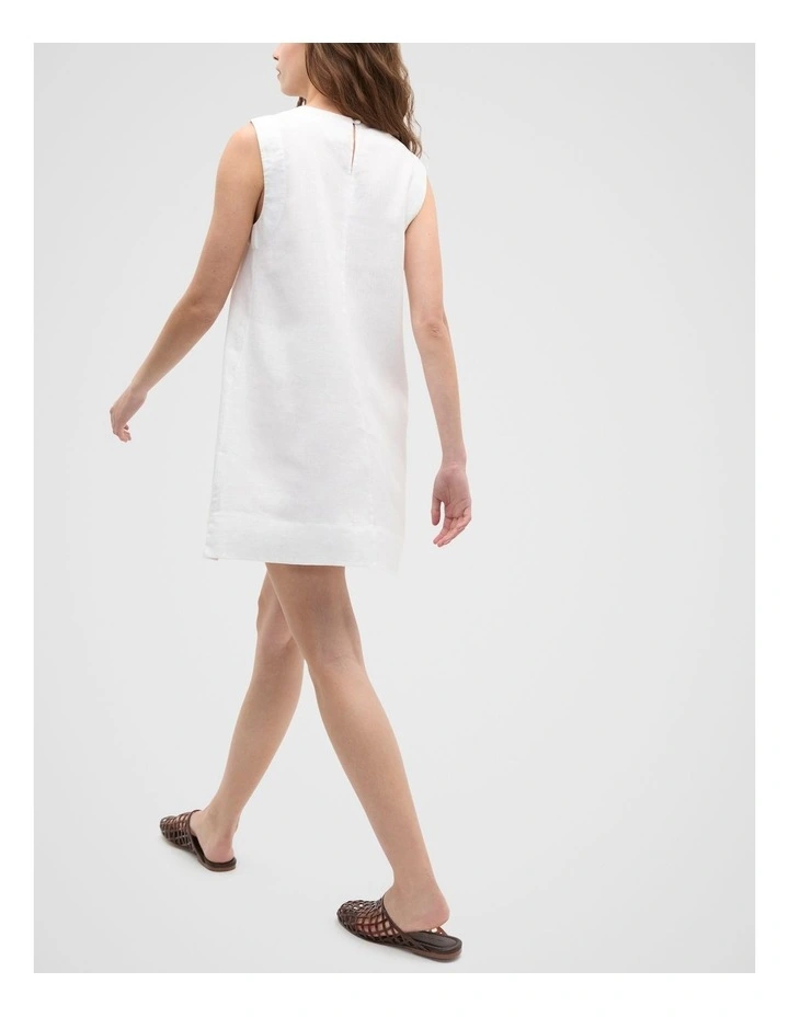 Linen A Line Mini Dress in Whisper White image 2