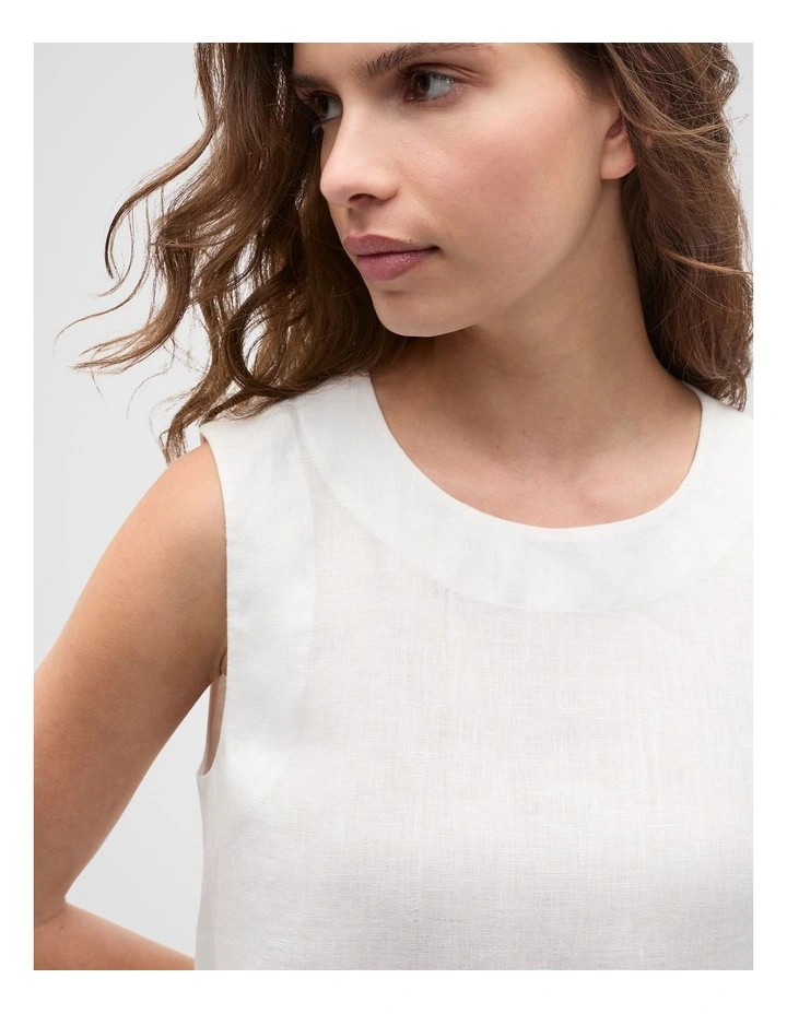 Linen A Line Mini Dress in Whisper White image 4