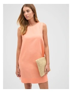 Linen A Line Mini Dress in Tangerine