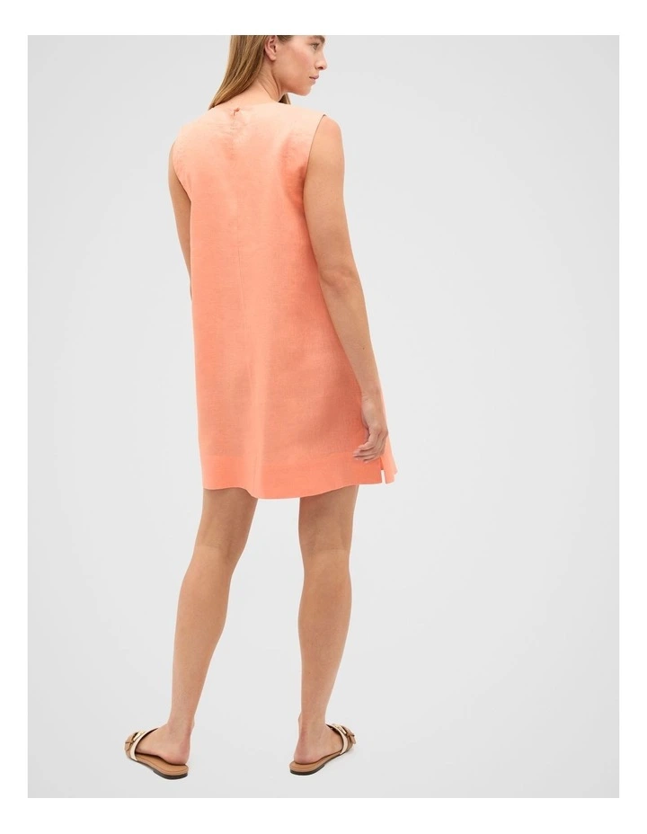 Linen A Line Mini Dress in Tangerine image 2