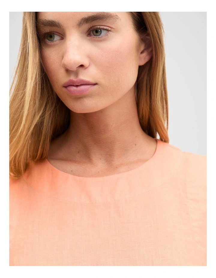 Linen A Line Mini Dress in Tangerine image 3