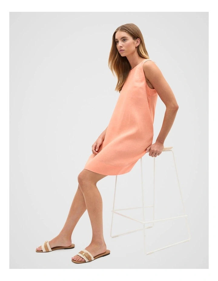 Linen A Line Mini Dress in Tangerine image 4