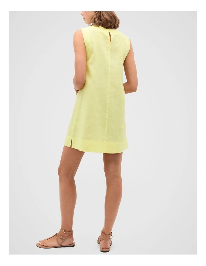 Linen A Line Mini Dress in Lemongrass image 2