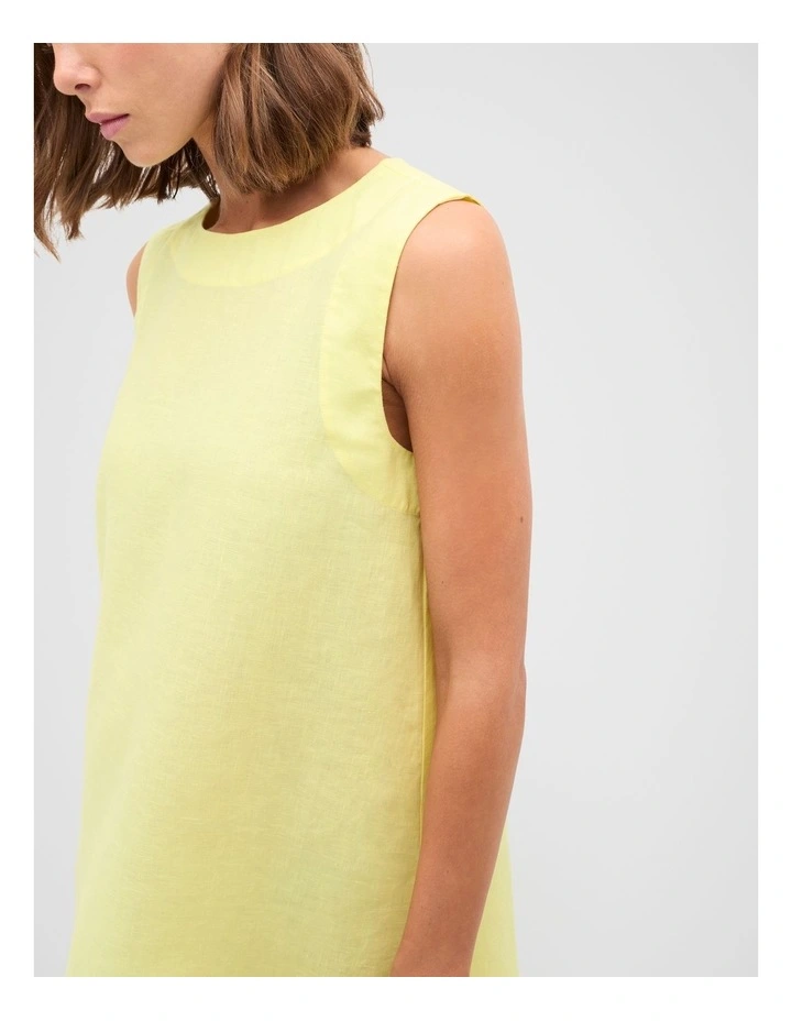 Linen A Line Mini Dress in Lemongrass image 3