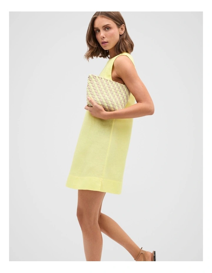 Linen A Line Mini Dress in Lemongrass image 4