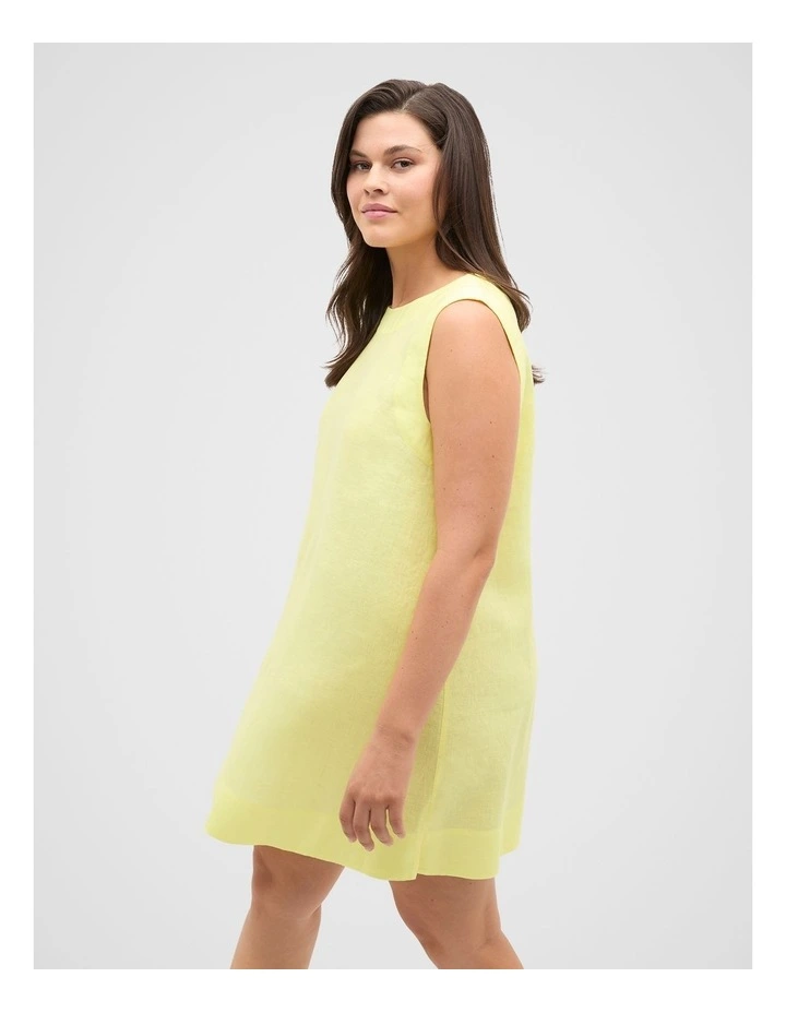 Linen A Line Mini Dress in Lemongrass image 5