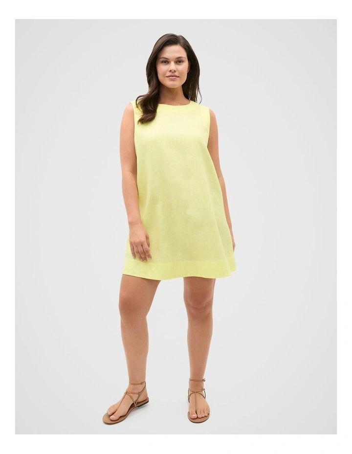 Linen A Line Mini Dress in Lemongrass image 6