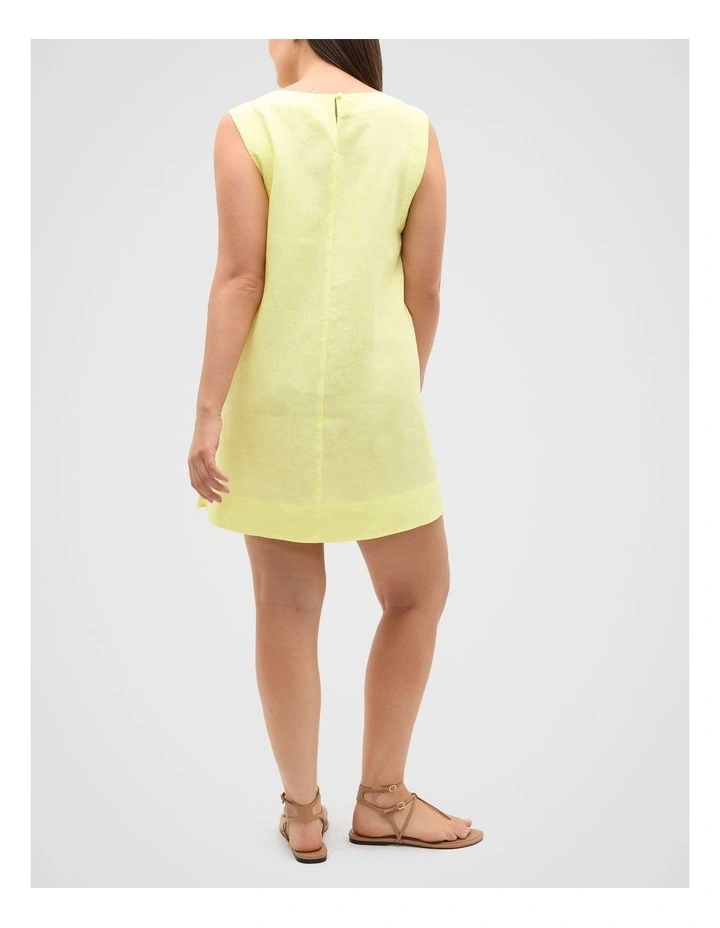 Linen A Line Mini Dress in Lemongrass image 7