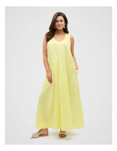 Linen Swing Maxi Dress in Lemongrass