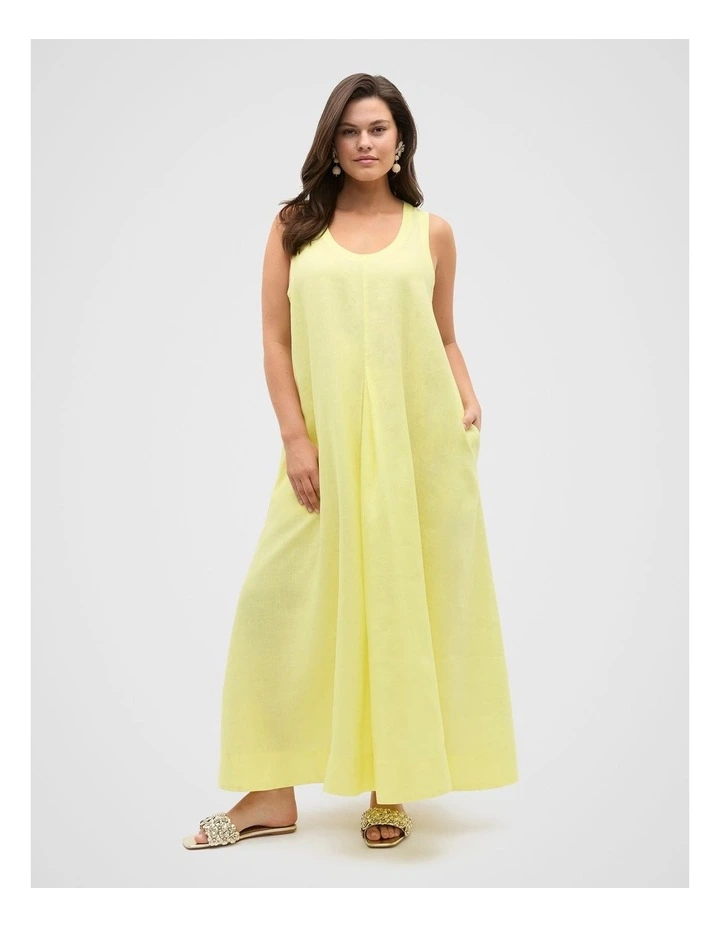 Linen Swing Maxi Dress in Lemongrass image 1
