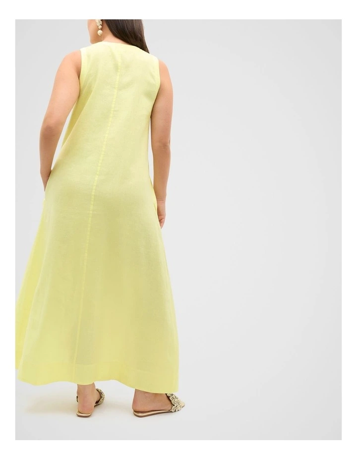 Linen Swing Maxi Dress in Lemongrass image 2