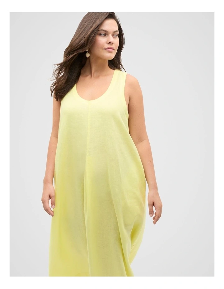 Linen Swing Maxi Dress in Lemongrass image 3