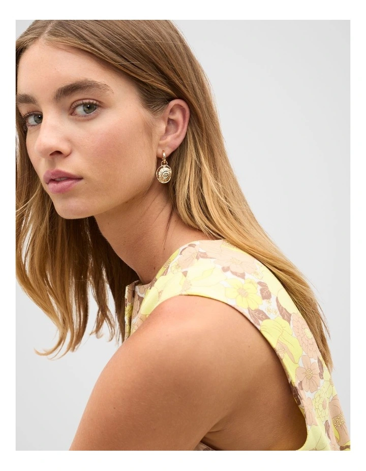 Linen Vintage Floral Mini Dress in Multi image 4