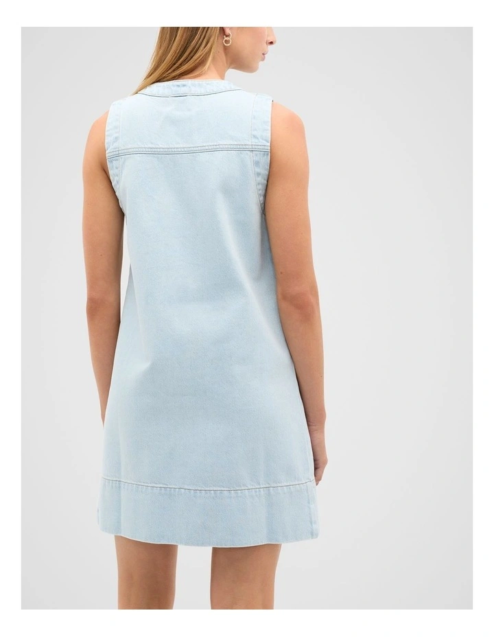 Denim Pocket Mini Dress in Sky Wash image 2