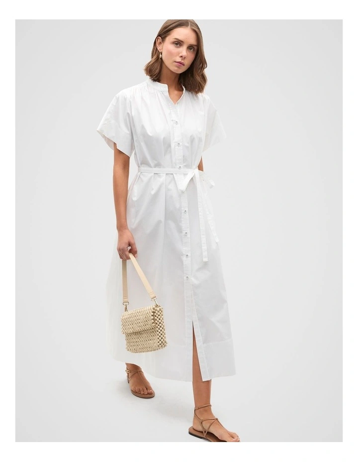 Poplin Voluminous Maxi Dress in Whisper White image 1