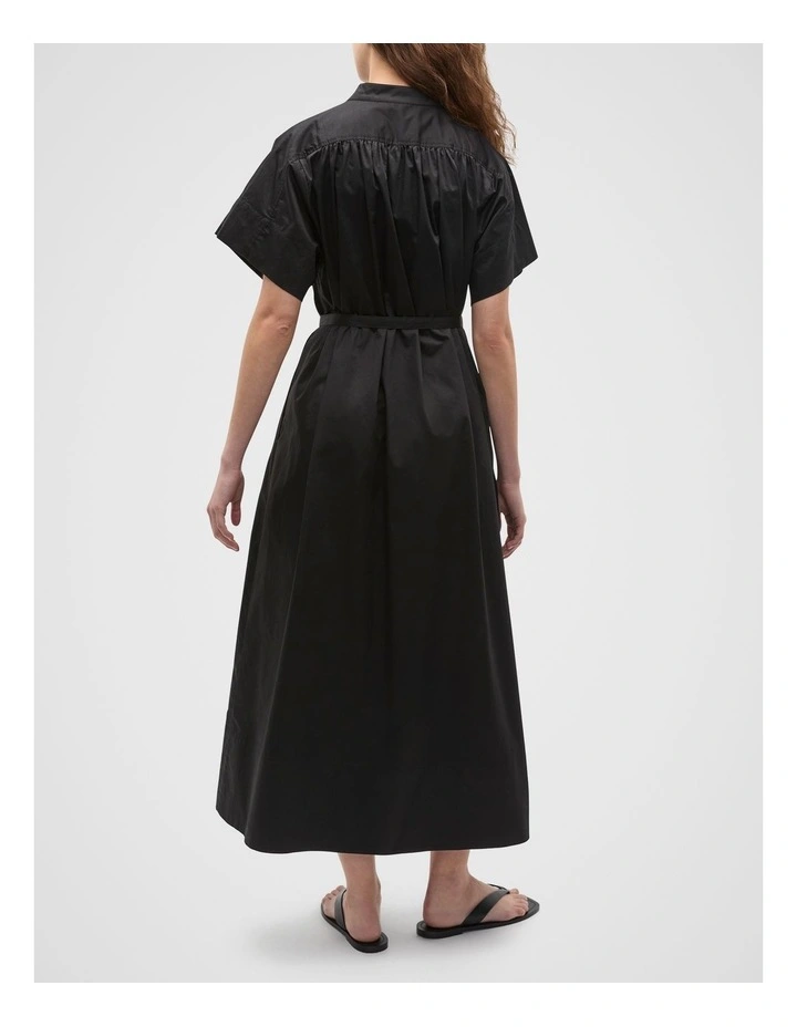Poplin Voluminous Maxi Dress in Black image 2