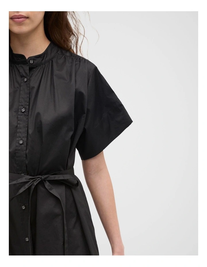 Poplin Voluminous Maxi Dress in Black image 4