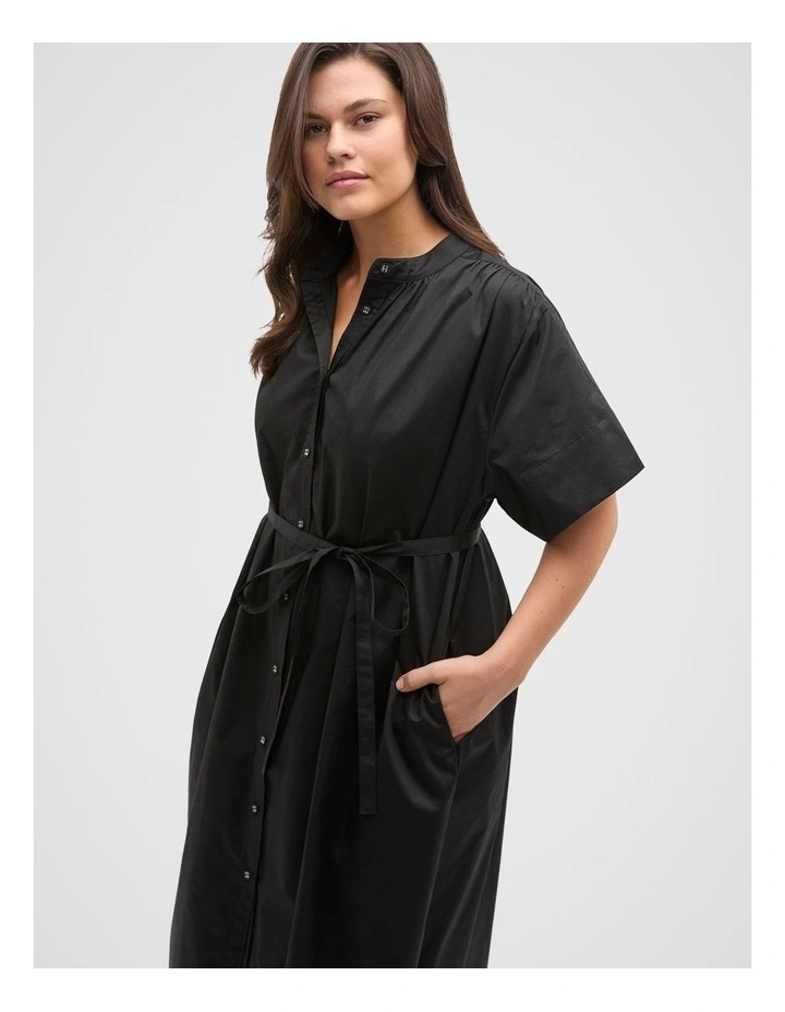Poplin Voluminous Maxi Dress in Black image 7