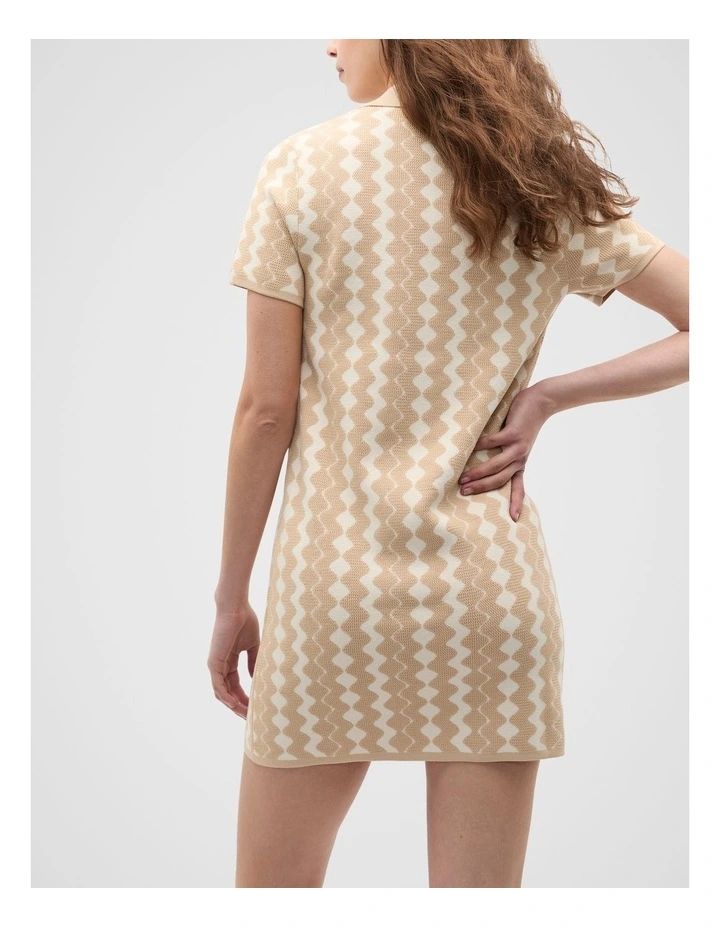 Jacquard Knit Mini Dress in Ecru image 2