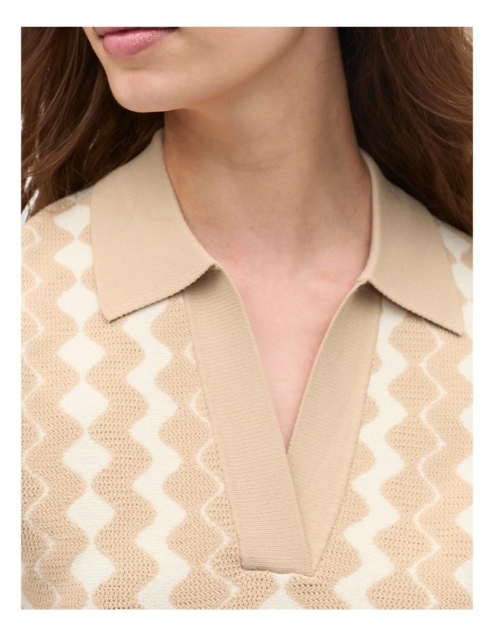 Jacquard Knit Mini Dress in Ecru image 4