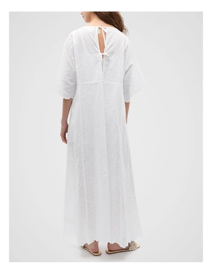 Floral Embroidered Kaftan Maxi in Whisper White image 2