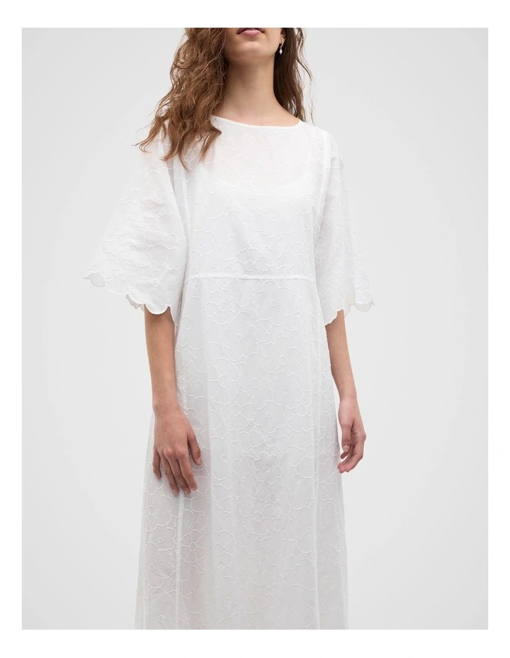 Floral Embroidered Kaftan Maxi in Whisper White image 3