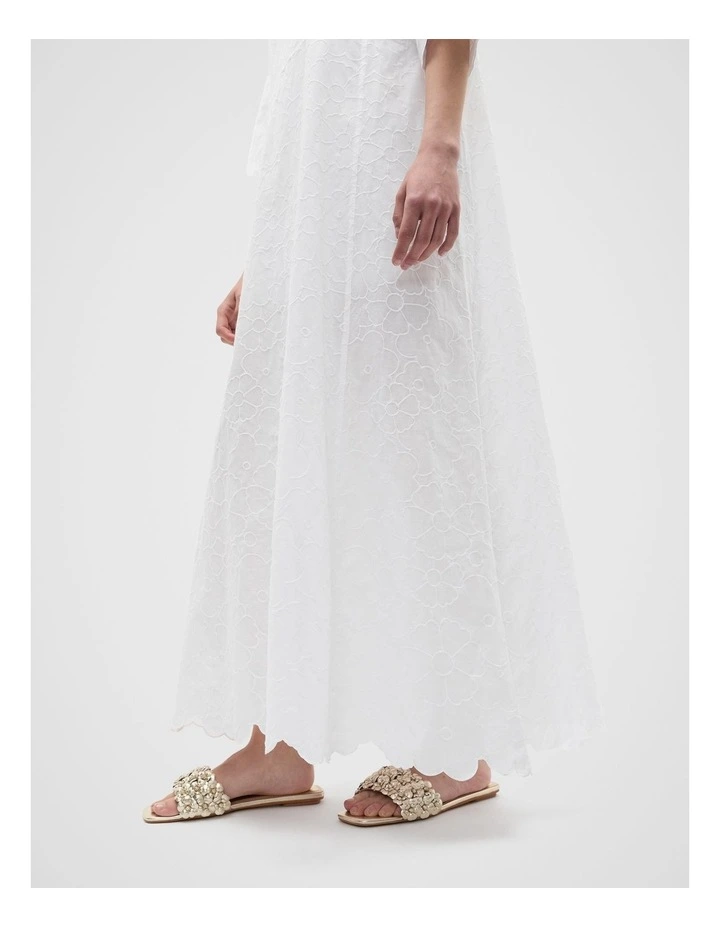 Floral Embroidered Kaftan Maxi in Whisper White image 4
