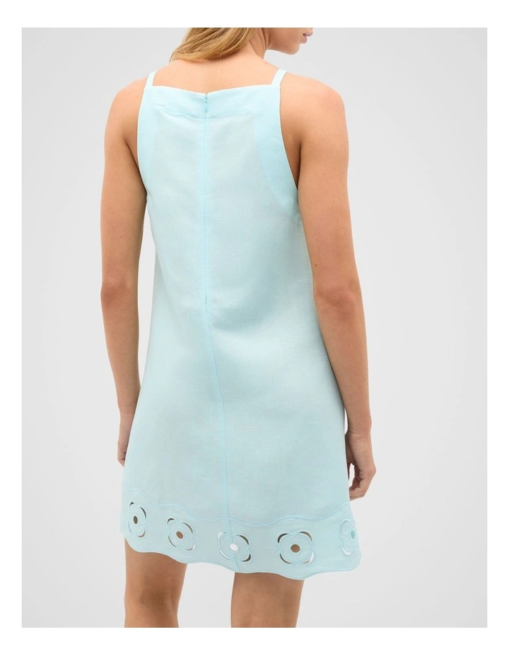 Retro Embroidered Mini Dress in Skyway image 2