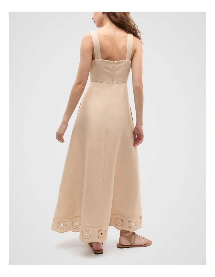 Retro Embroidered Maxi Dress in Ecru image 2