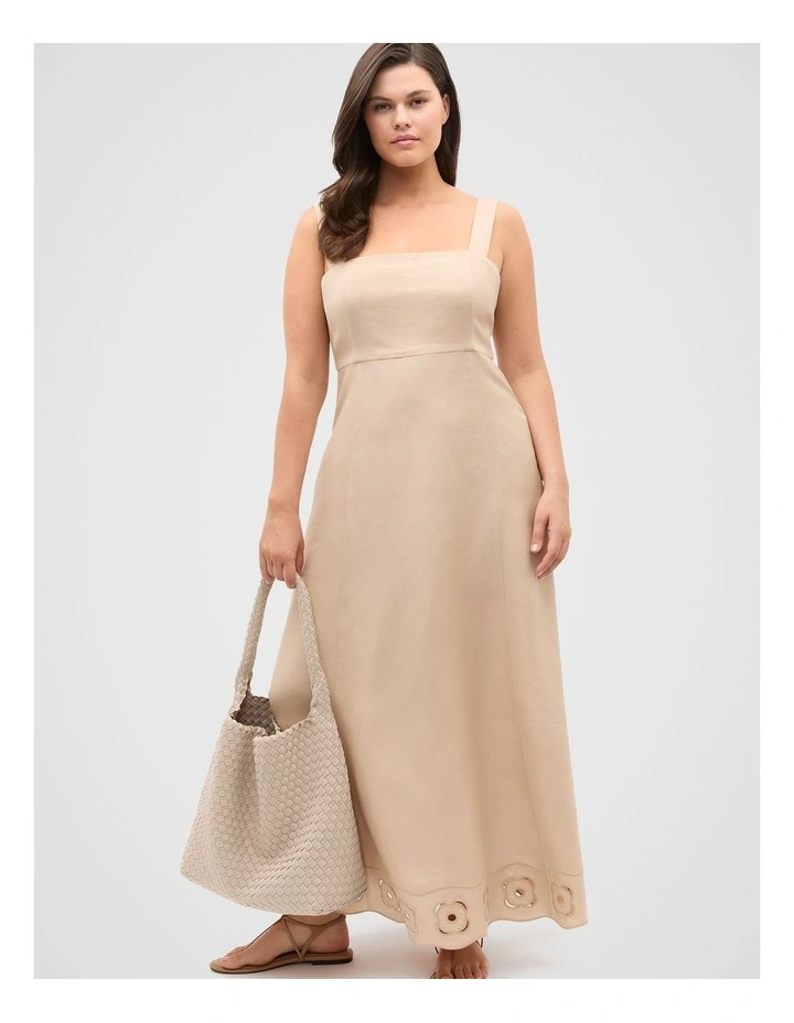 Retro Embroidered Maxi Dress in Ecru image 5