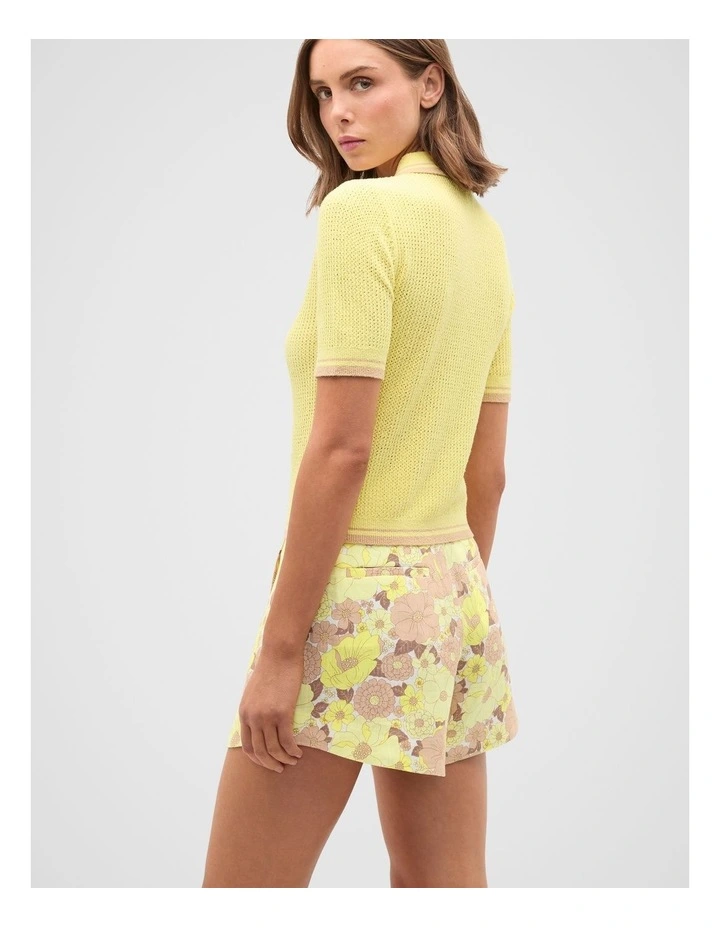 Textured Polo Knit Top in Lemongrass image 2