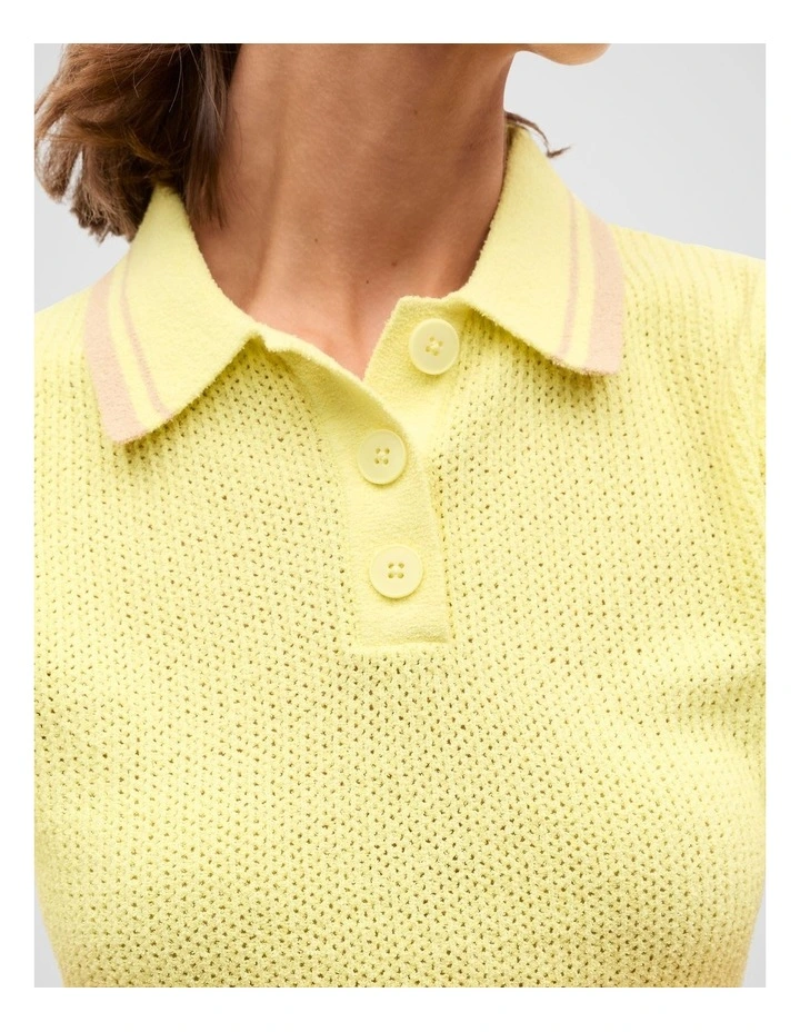 Textured Polo Knit Top in Lemongrass image 3