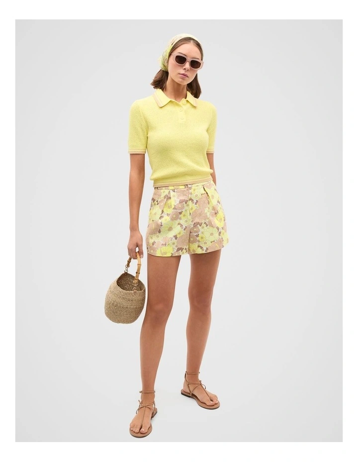 Textured Polo Knit Top in Lemongrass image 4