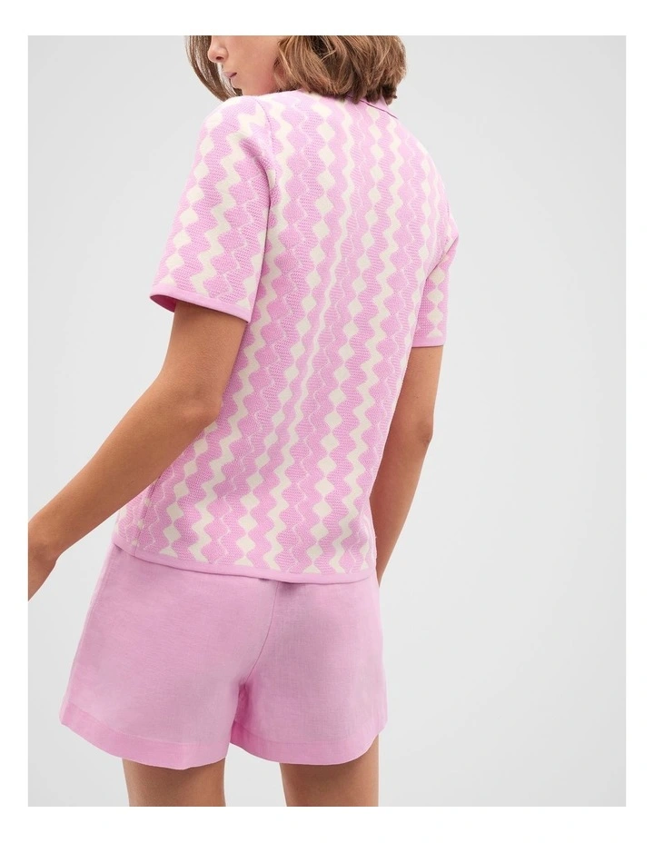 Jacquard Knit Polo Top in Fairy Floss image 2