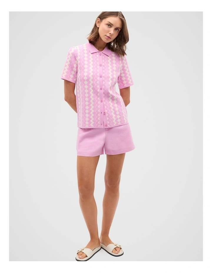 Jacquard Knit Polo Top in Fairy Floss image 4