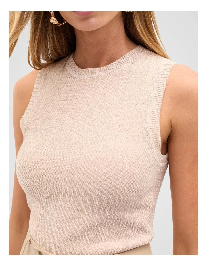 Cotton Twist Knit Top in Ecru image 3