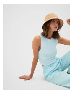 Cotton Twist Knit Top in Skyway