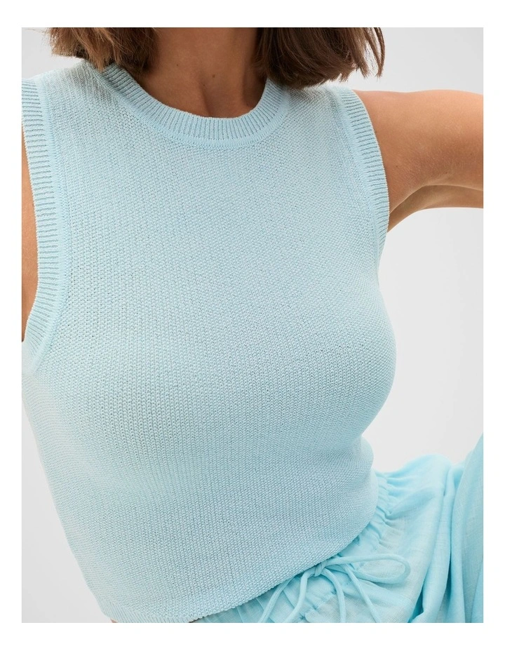 Cotton Twist Knit Top in Skyway image 3