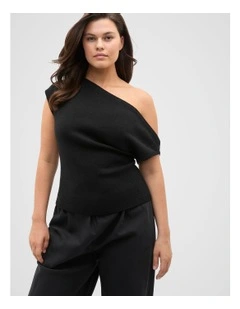 Drape Shoulder Knit in Black